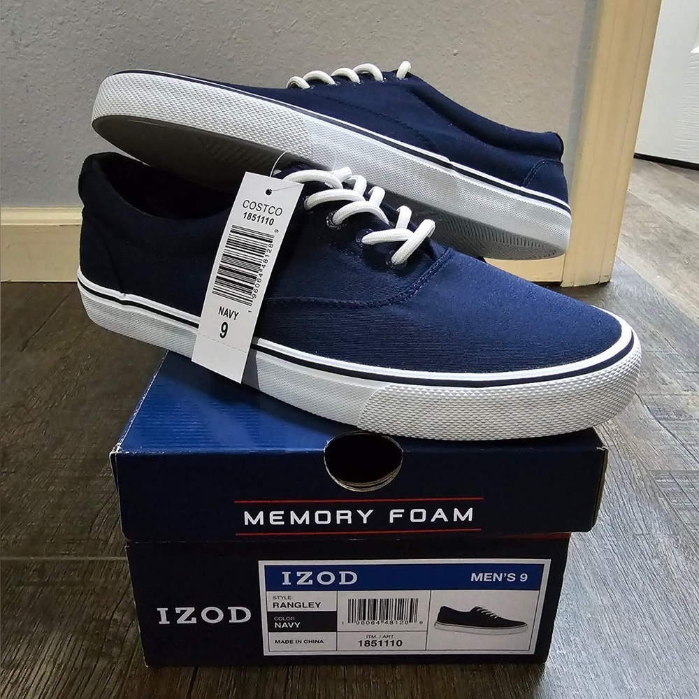 Izod Men's Dark Blue Sneakers with White Memory Foam Rangley Lace Up Sneakers